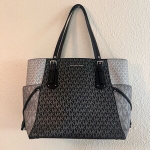 Michael Kors Black and Gray Monogram Tote